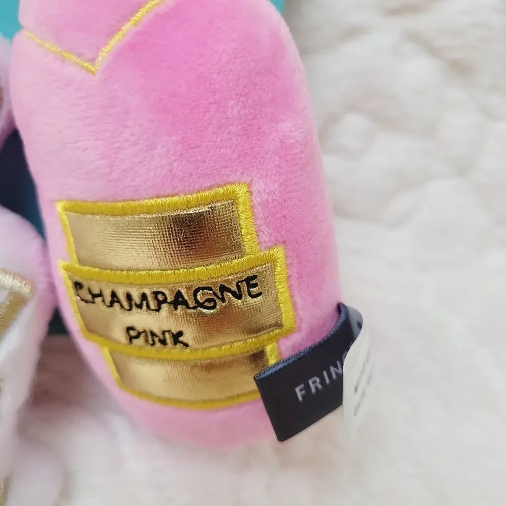 Fringe 3 Piece Mini Dog Toy Feeling Bubbly Plush Champagne Squeaker Crinkle New